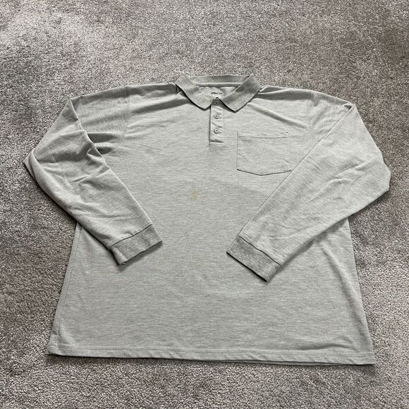 Moheen Cool Dri Polo Shirt Mens 2XL Gray Long Sleeve Collared Casual Pocket Top - Picture 1 of 11